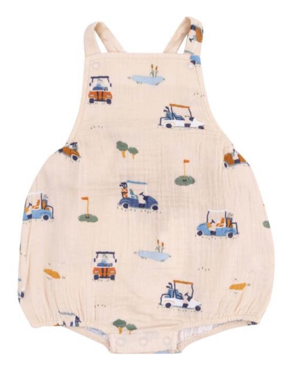 Angel Dear Pocket Sunsuit, Golf Cart Cuties Oatmeal, Baby 0-3 m, NWT